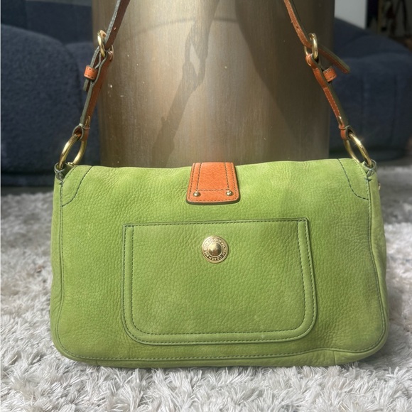 COACH VINTAGE 2005 GREEN NUBUCK CHELSEA DOUBLE POCKET - Picture 3 of 8